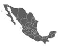 Mexico map with borders of the states Ã¢â¬â vector